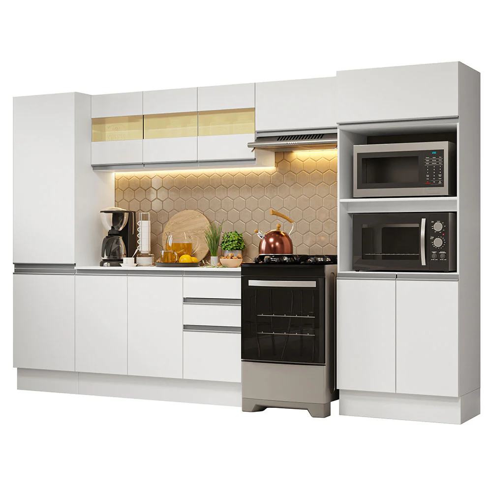 Armário de Cozinha Completa 100% MDF 300cm Branco Smart Madesa 03 - Image 2