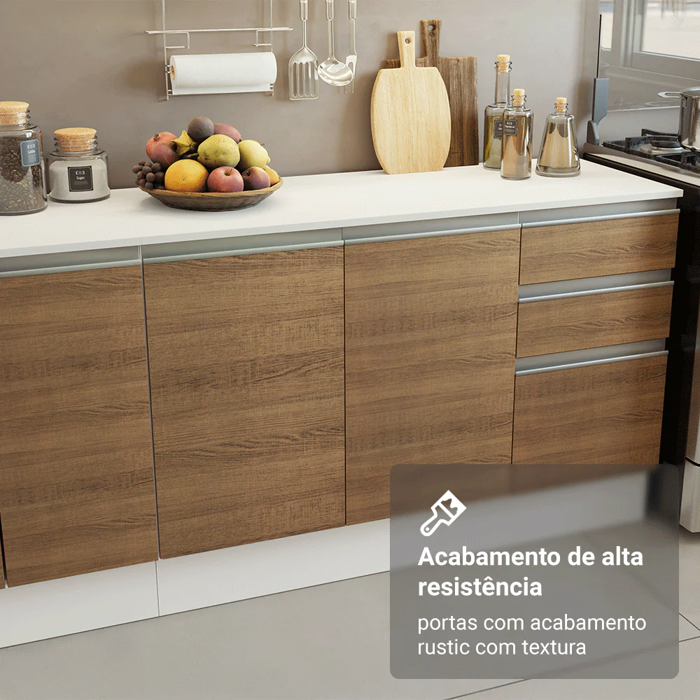 Armário de Cozinha Completa 100% MDF 310 cm Branco/Rustic/Crema Smart 02 - Image 8