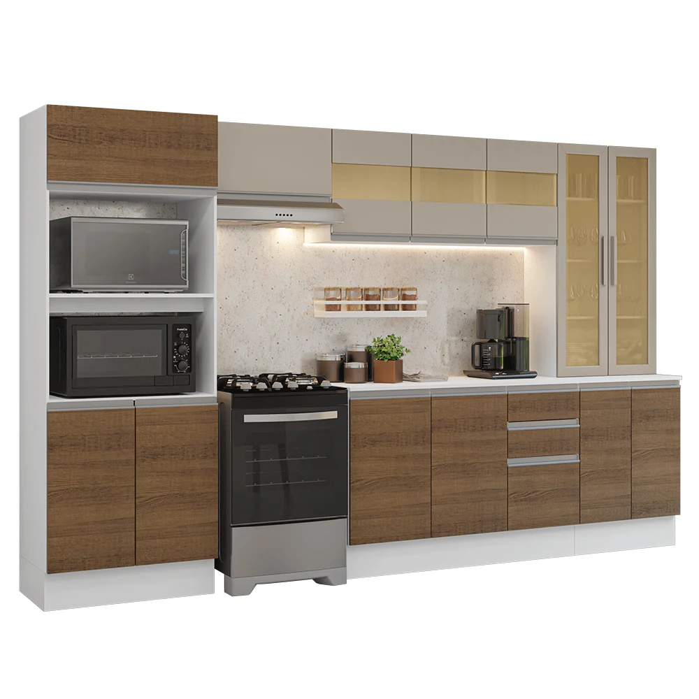 Armário de Cozinha Completa 100% MDF 310 cm Branco/Rustic/Crema Smart Madesa 04 - Image 2