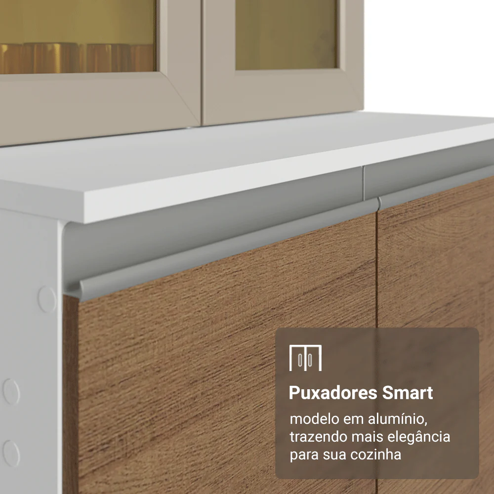 Armário de Cozinha Completa 100% MDF 310 cm Branco/Rustic/Crema Smart Madesa 04 - Image 7