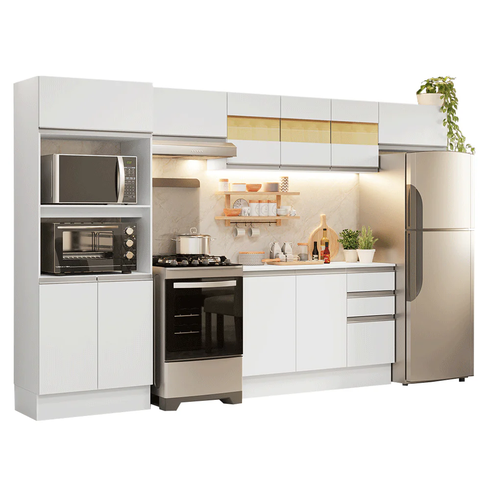 Armário de Cozinha Completa 100% MDF 310 cm Branco Smart 01 - Image 2
