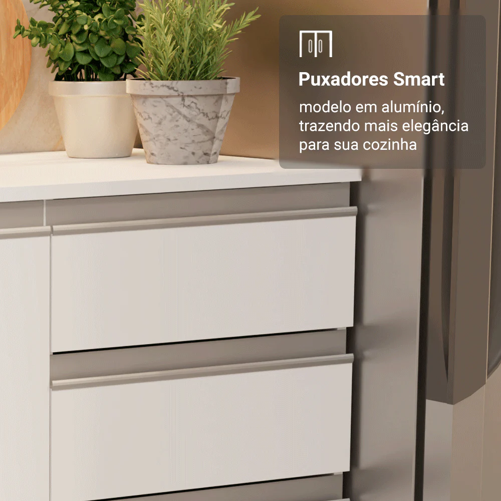 Armário de Cozinha Completa 100% MDF 310 cm Branco Smart 01 - Image 6