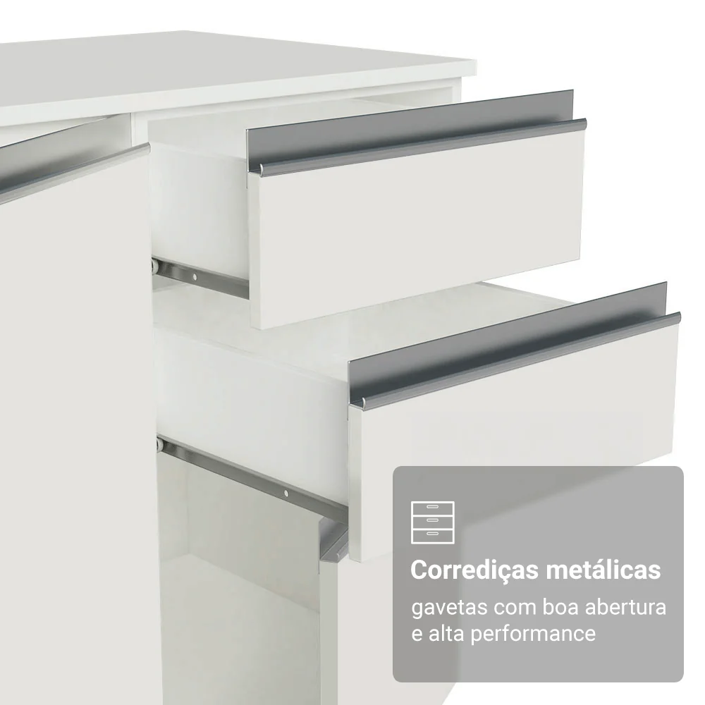 Armário de Cozinha Completa 100% MDF 310 cm Branco Smart 01 - Image 7