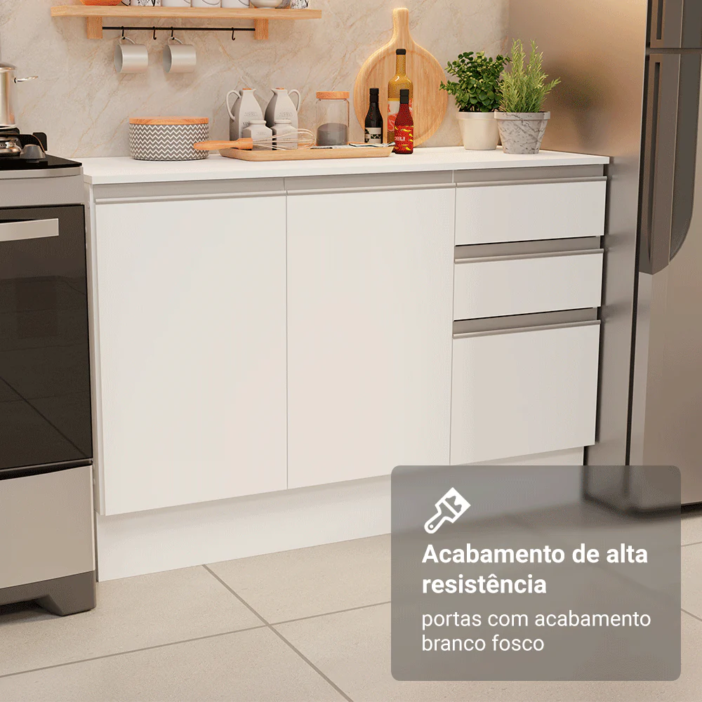 Armário de Cozinha Completa 100% MDF 310 cm Branco Smart 01 - Image 8