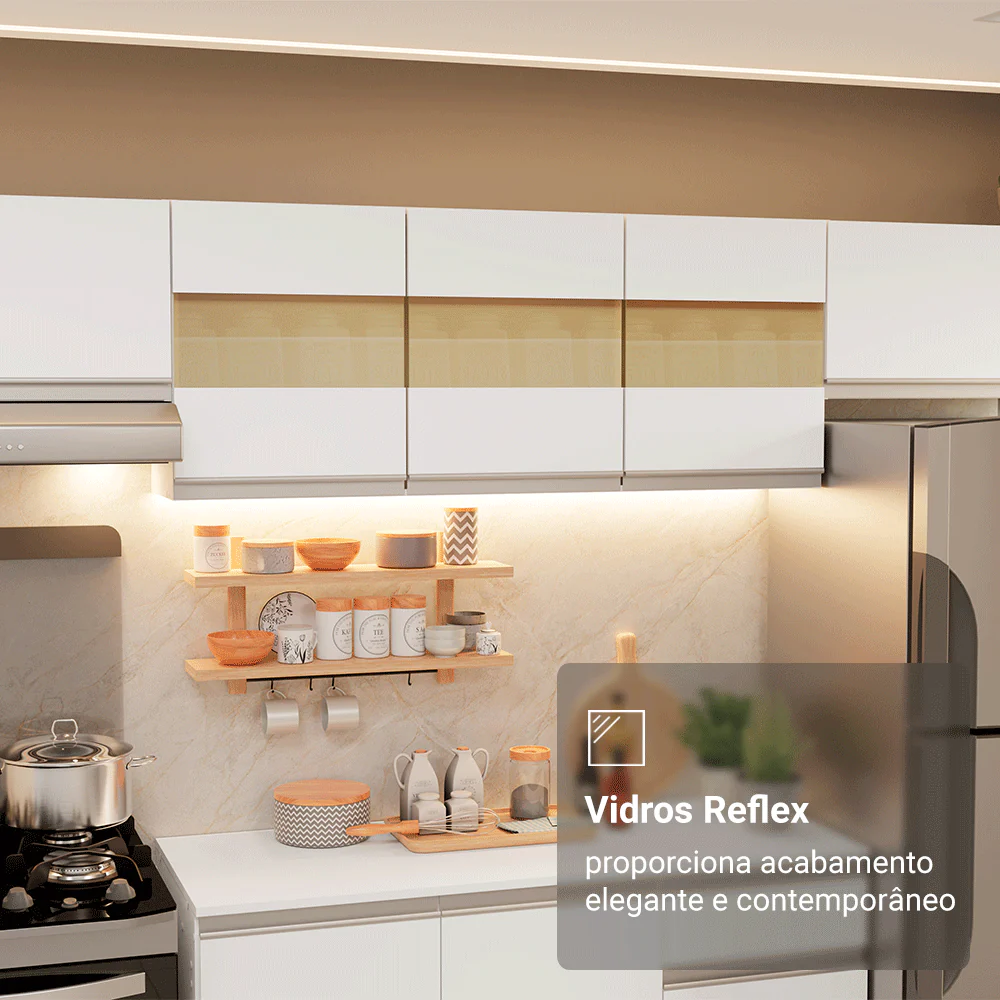 Armário de Cozinha Completa 100% MDF 310 cm Branco Smart 01 - Image 9