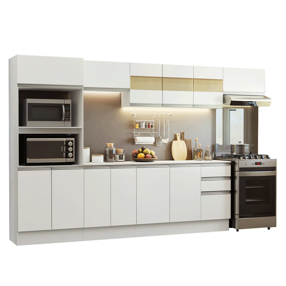 Armário de Cozinha Completa 100% MDF 310 cm Branco Smart 02 - Image 2