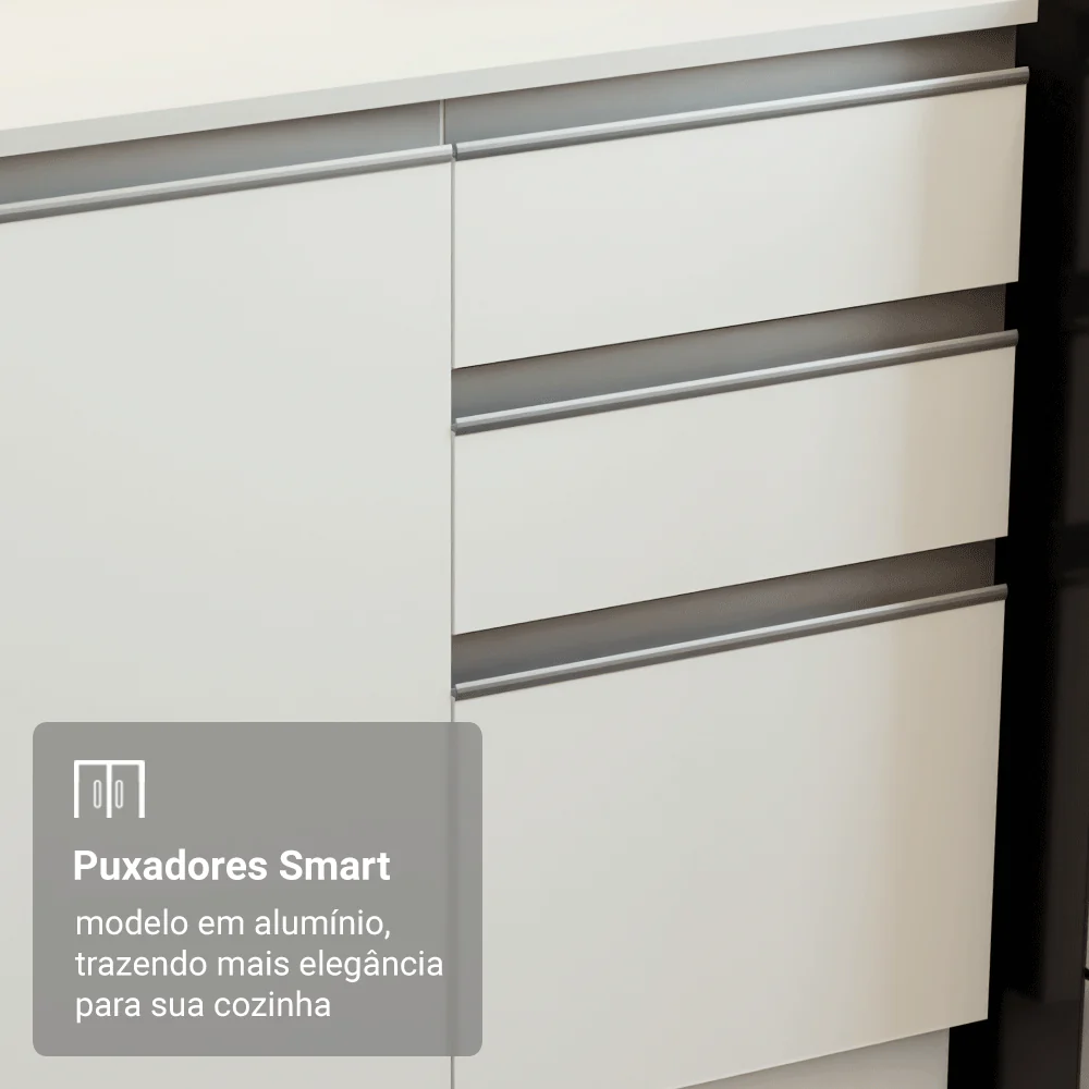 Armário de Cozinha Completa 100% MDF 310 cm Branco Smart 02 - Image 6