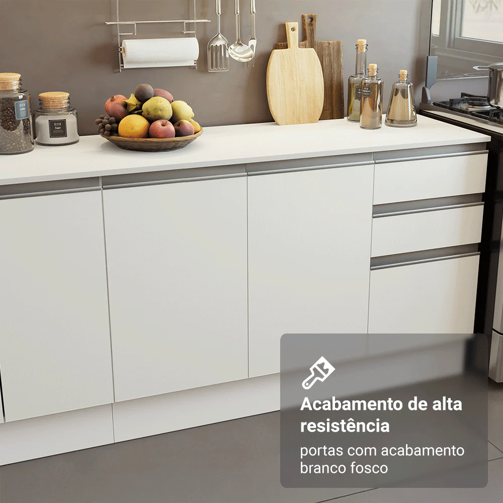 Armário de Cozinha Completa 100% MDF 310 cm Branco Smart 02 - Image 8