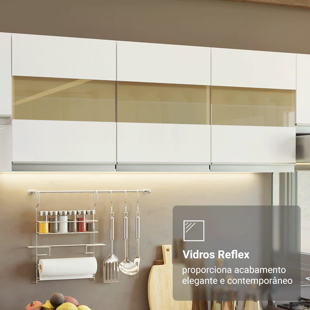 Armário de Cozinha Completa 100% MDF 310 cm Branco Smart 02 - Image 9