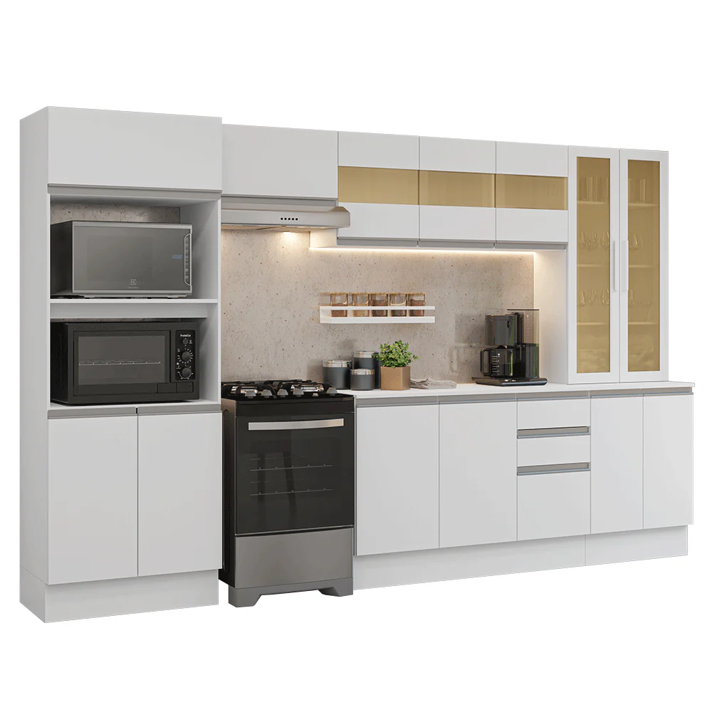 Armário de Cozinha Completa 100% MDF 310 cm Branco Smart Madesa 04 - Image 2
