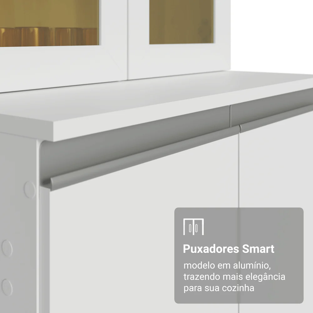 Armário de Cozinha Completa 100% MDF 310 cm Branco Smart Madesa 04 - Image 7