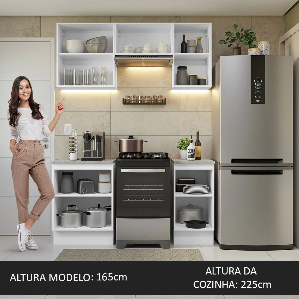 Armário de Cozinha Compacta 160cm Branco Glamy Madesa 07 - Image 6
