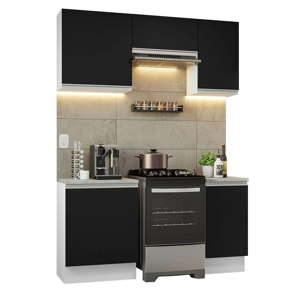 Armário de Cozinha Compacta 160cm Branco/Preto Glamy Madesa 07 - Image 2
