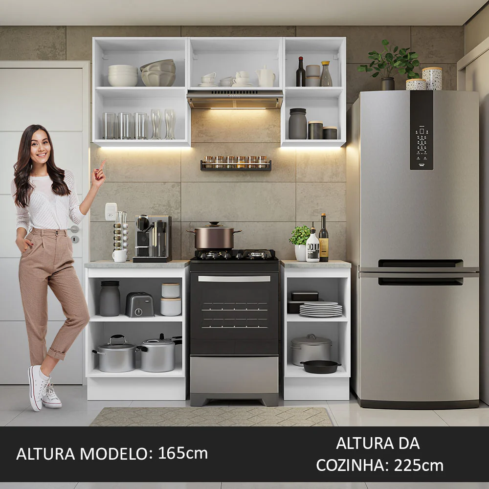 Armário de Cozinha Compacta 160cm Branco/Preto Glamy Madesa 07 - Image 6
