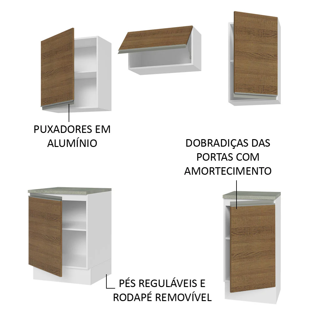 Armário de Cozinha Compacta 160cm Branco/Rustic Glamy Madesa 07 - Image 4
