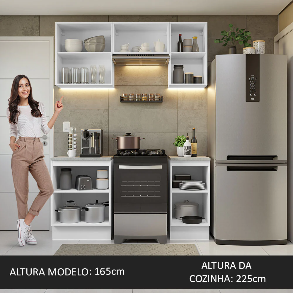 Armário de Cozinha Compacta 160cm Branco/Rustic Glamy Madesa 07 - Image 6