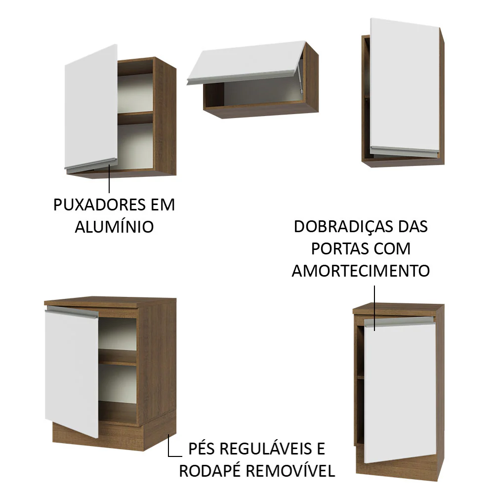 Armário de Cozinha Compacta 160cm Rustic/Branco Glamy Madesa 07 - Image 4