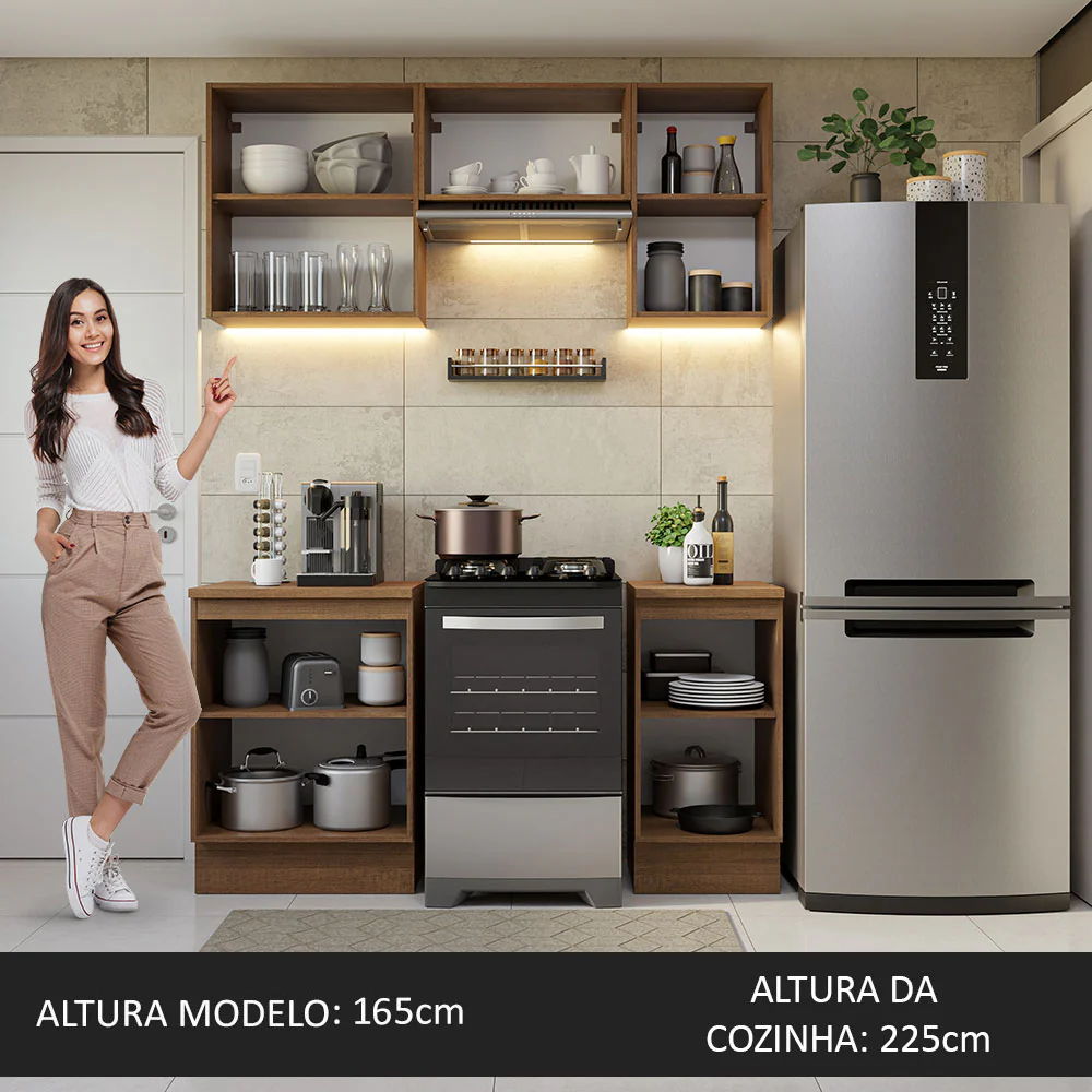 Armário de Cozinha Compacta 160cm Rustic/Branco Glamy Madesa 07 - Image 6