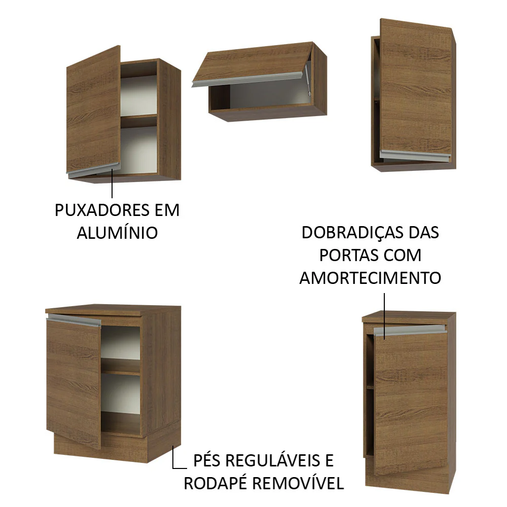 Armário de Cozinha Compacta 160cm Rustic Glamy Madesa 07 - Image 4