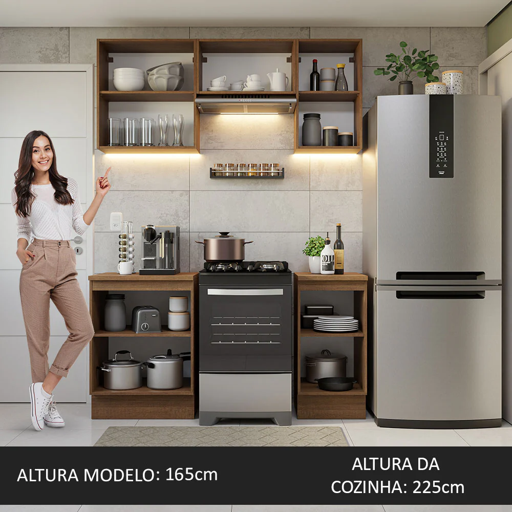 Armário de Cozinha Compacta 160cm Rustic Glamy Madesa 07 - Image 6