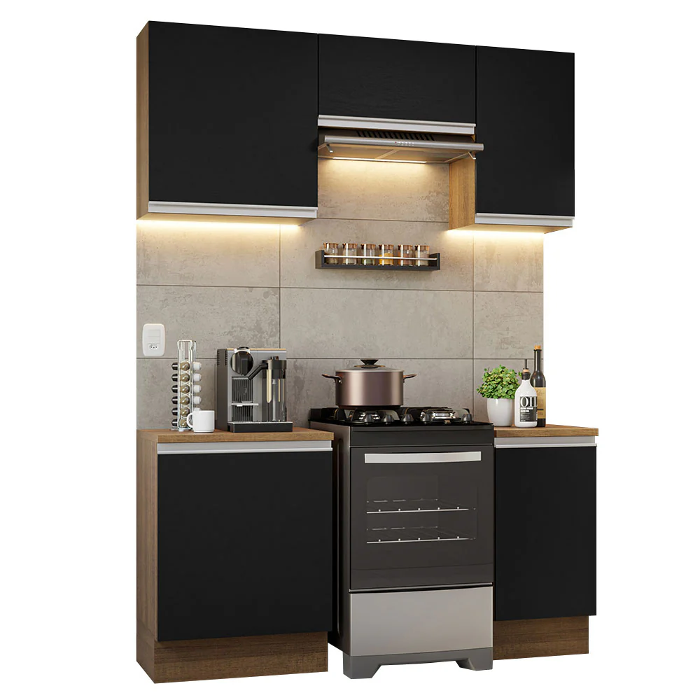 Armário de Cozinha Compacta 160cm Rustic/Preto Glamy Madesa 07 - Image 2