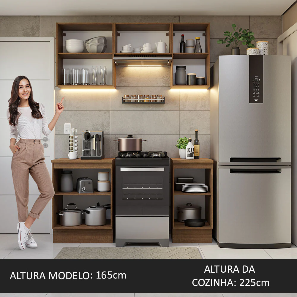 Armário de Cozinha Compacta 160cm Rustic/Preto Glamy Madesa 07 - Image 6