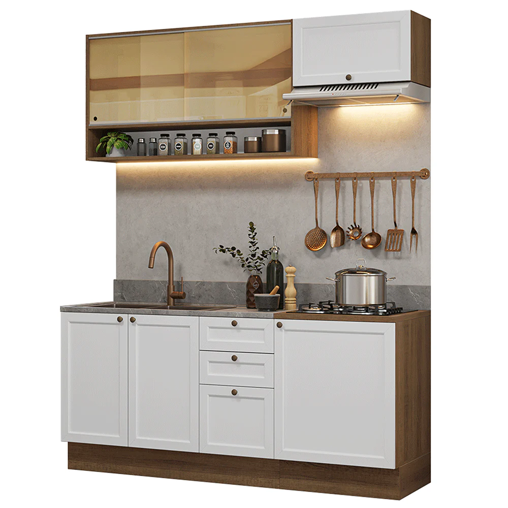Armário de Cozinha Completa 180 cm Rustic/Branco Vik Madesa 05 - Image 2