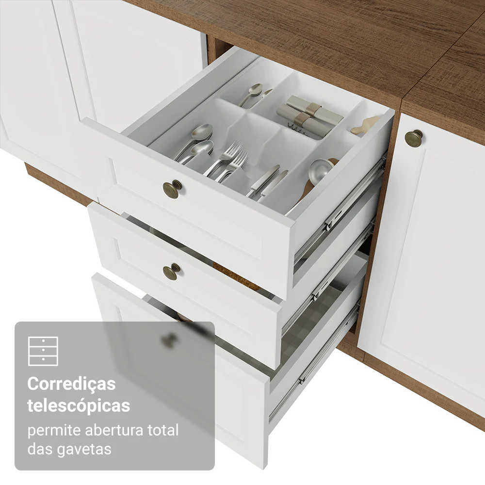 Armário de Cozinha Completa 180 cm Rustic/Branco Vik Madesa 05 - Image 7