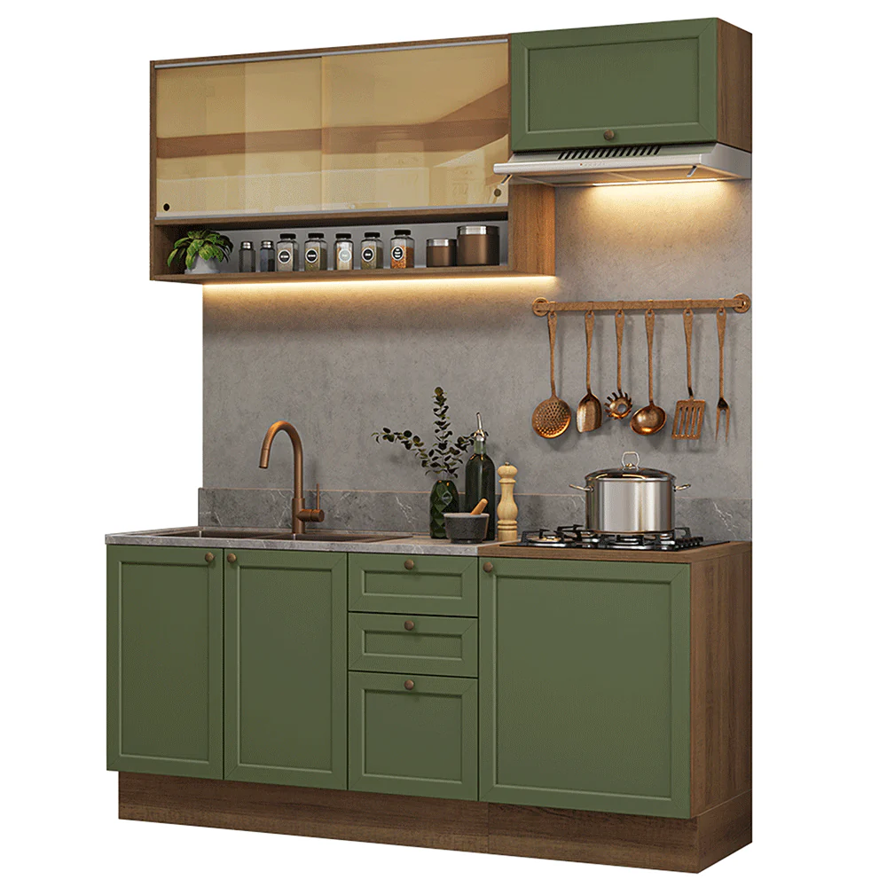 Armário de Cozinha Completa 180 cm Rustic/Verde Vik Madesa 05 - Image 2