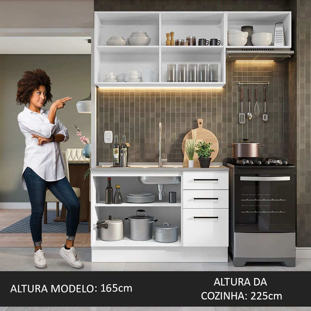 Armário de  Cozinha Compacta 180cm Branco Agata Madesa 09 - Image 5