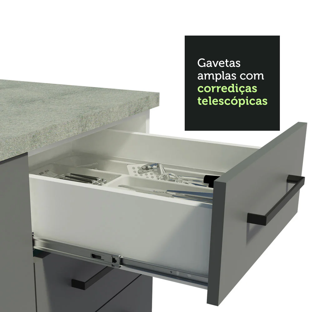 Armário de  Cozinha Compacta 180cm Branco/Cinza Agata Madesa 09 - Image 6