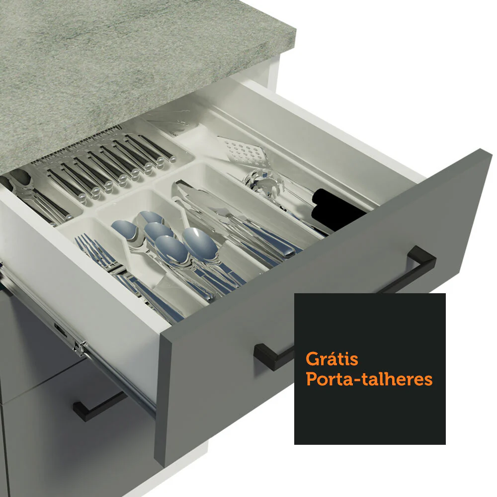 Armário de  Cozinha Compacta 180cm Branco/Cinza Agata Madesa 09 - Image 7