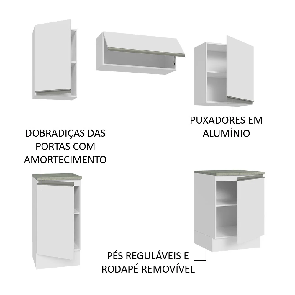 Armário de Cozinha Compacta 180cm Branco Glamy Madesa 12 - Image 4