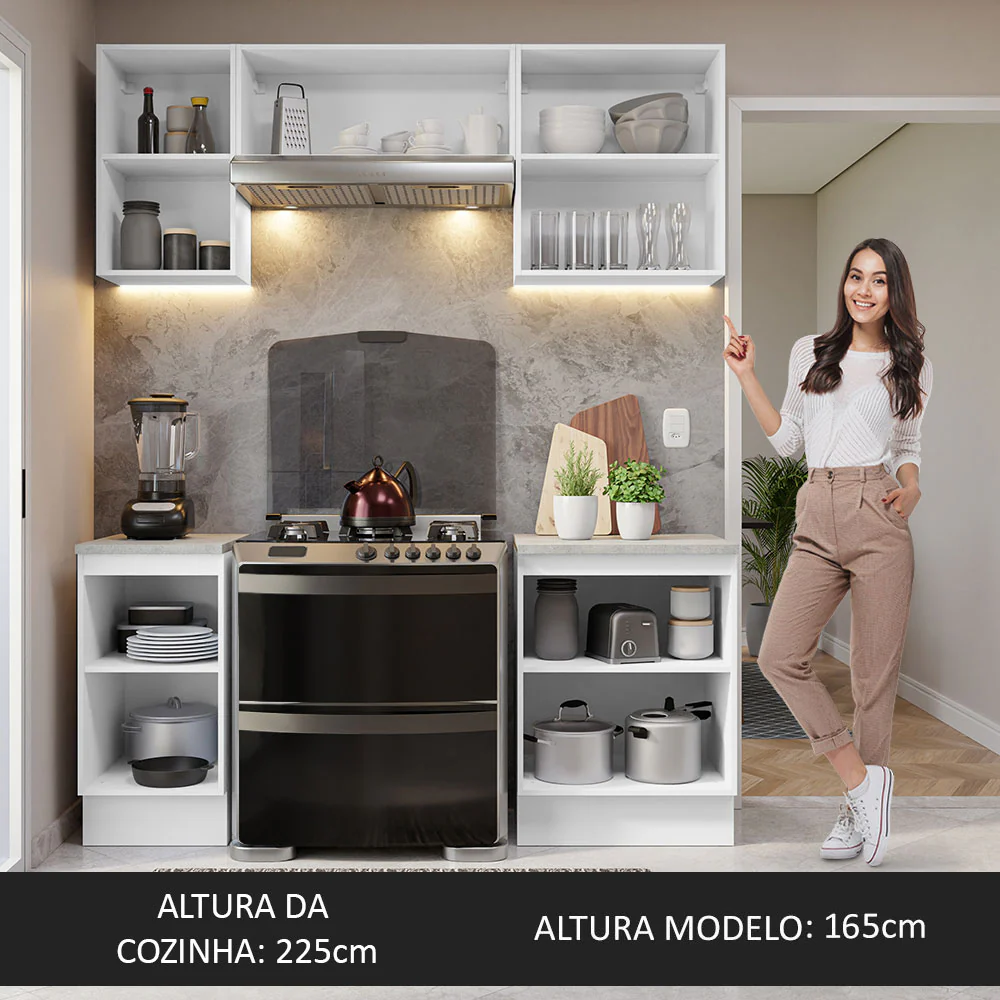 Armário de Cozinha Compacta 180cm Branco Glamy Madesa 12 - Image 6