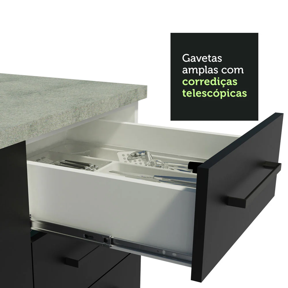 Armário de  Cozinha Compacta 180cm Branco/Preto Agata Madesa 09 - Image 6