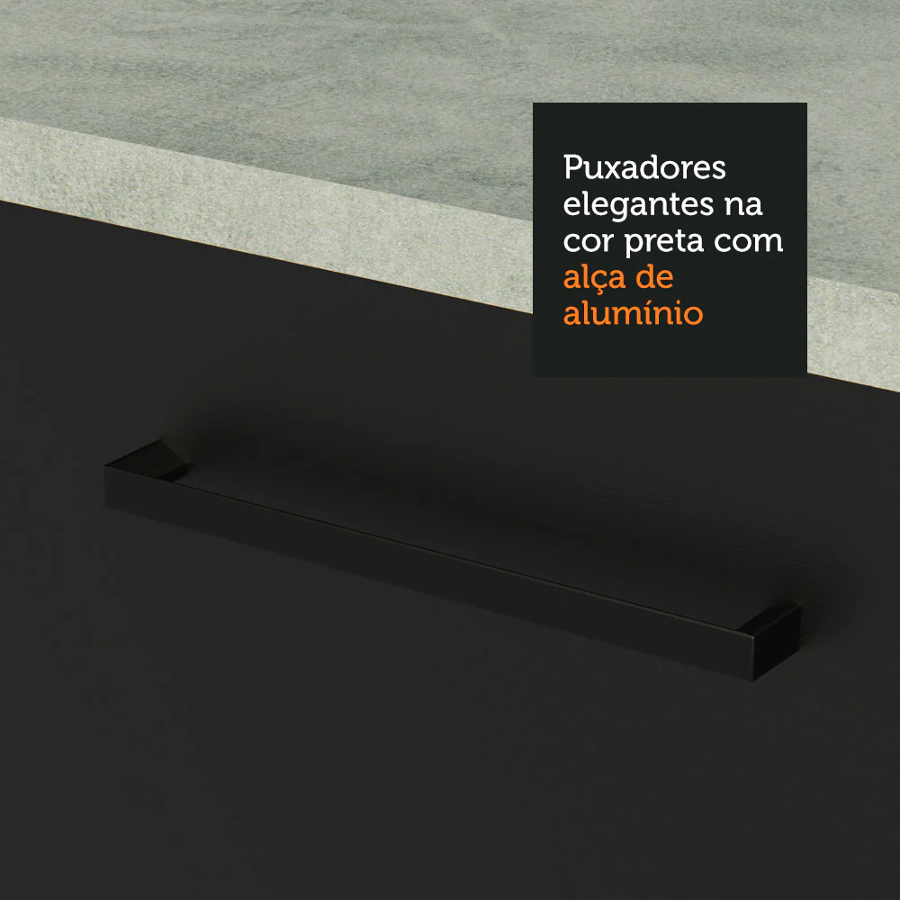 Armário de  Cozinha Compacta 180cm Branco/Preto Agata Madesa 09 - Image 8