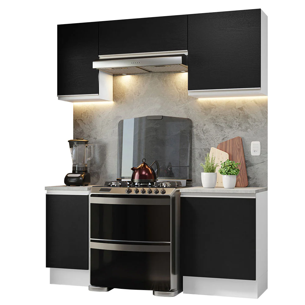 Armário de Cozinha Compacta 180cm Branco/Preto Glamy Madesa 12 - Image 2