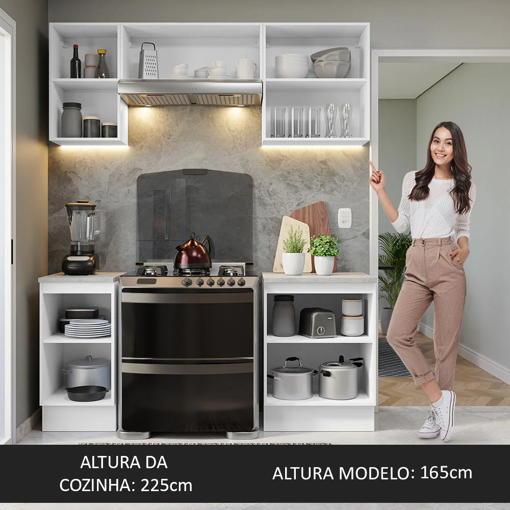Armário de Cozinha Compacta 180cm Branco/Preto Glamy Madesa 12 - Image 6