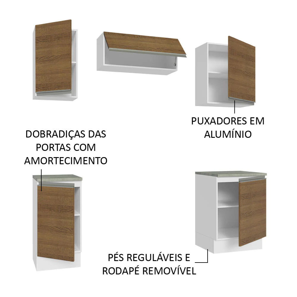 Armário de Cozinha Compacta 180cm Branco/Rustic Glamy Madesa 12 - Image 4