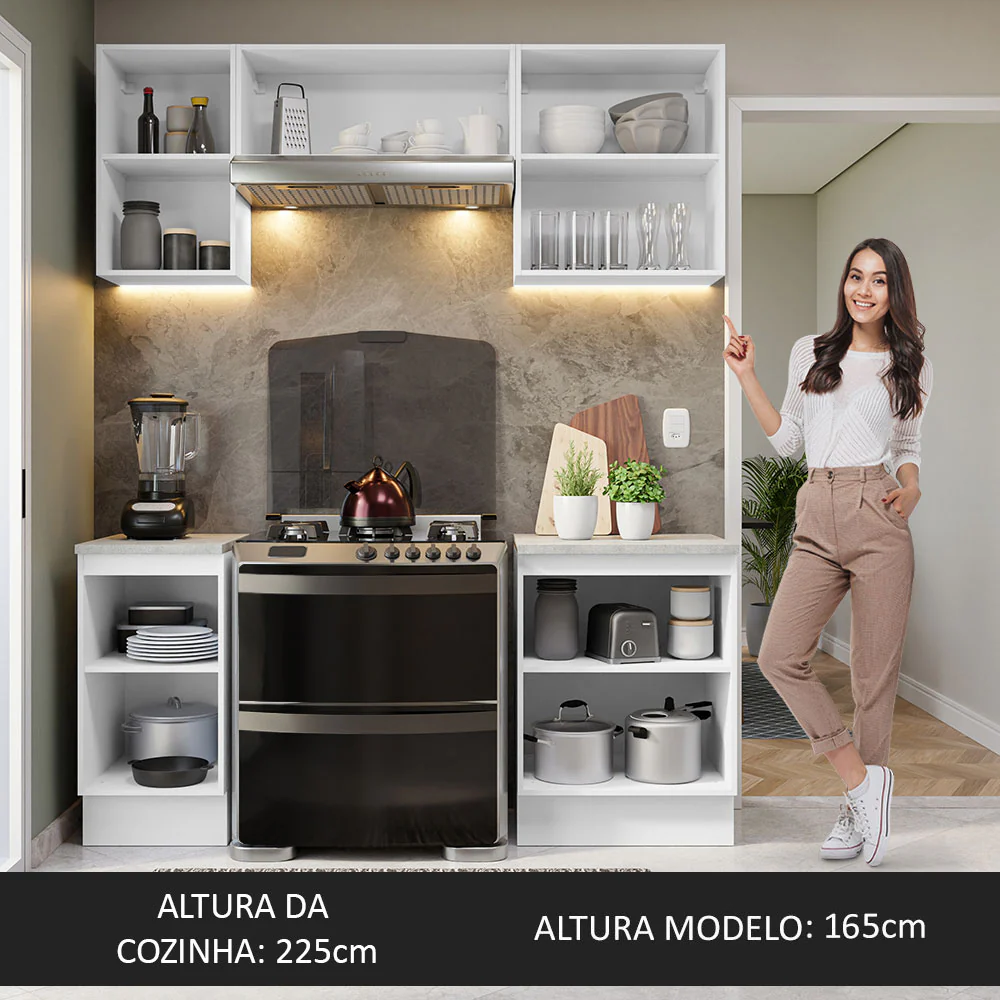 Armário de Cozinha Compacta 180cm Branco/Rustic Glamy Madesa 12 - Image 6