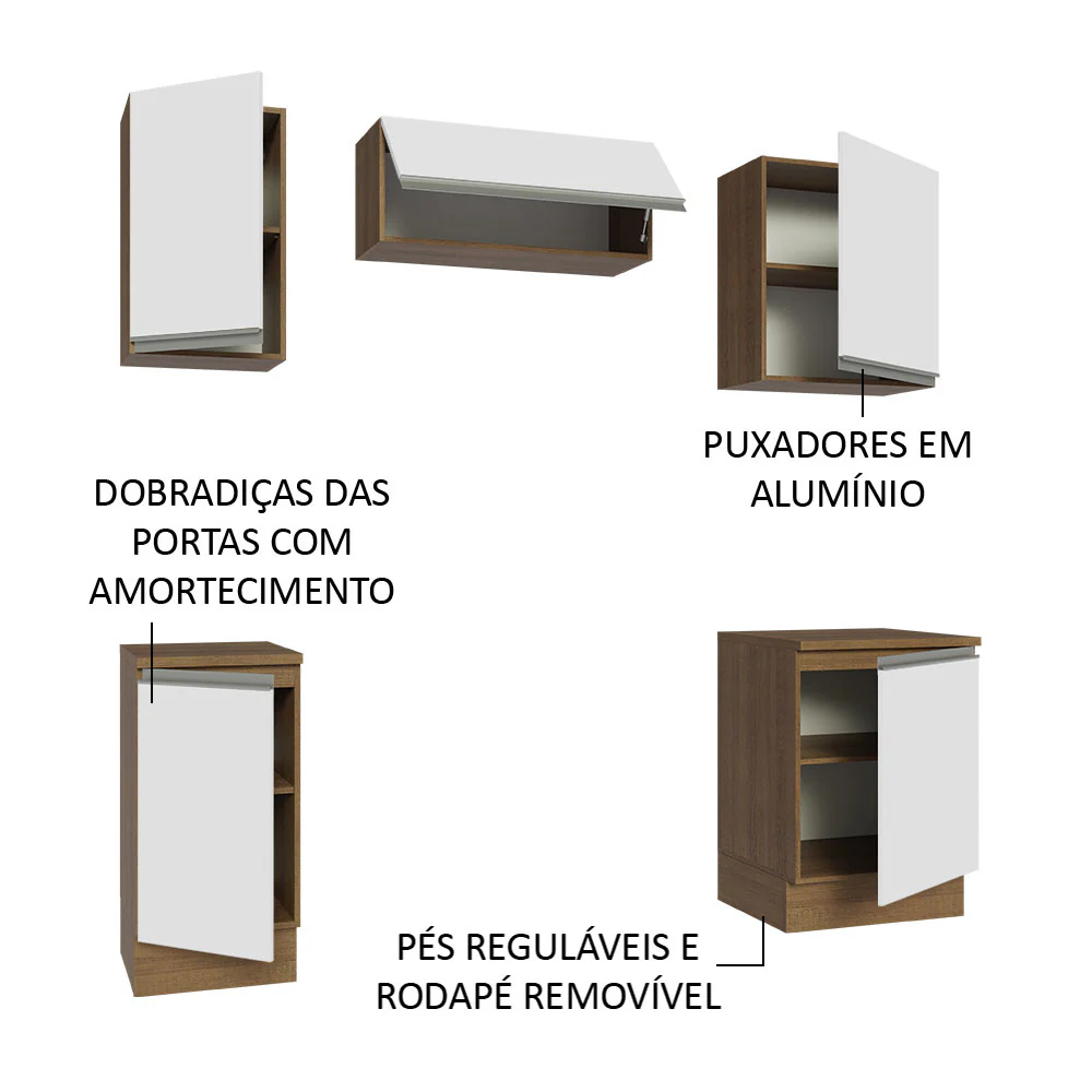 Armário de Cozinha Compacta 180cm Rustic/Branco Glamy Madesa 12 - Image 4