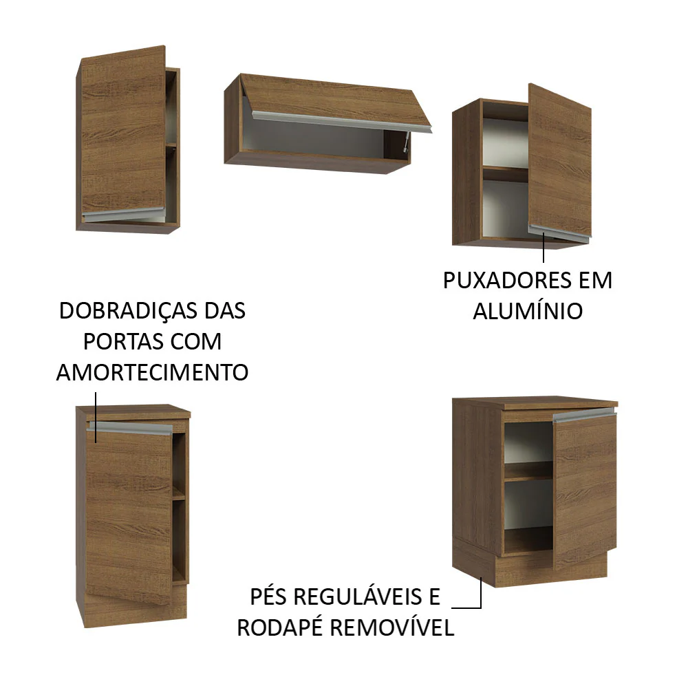Armário de Cozinha Compacta 180cm Rustic Glamy Madesa 12 - Image 4