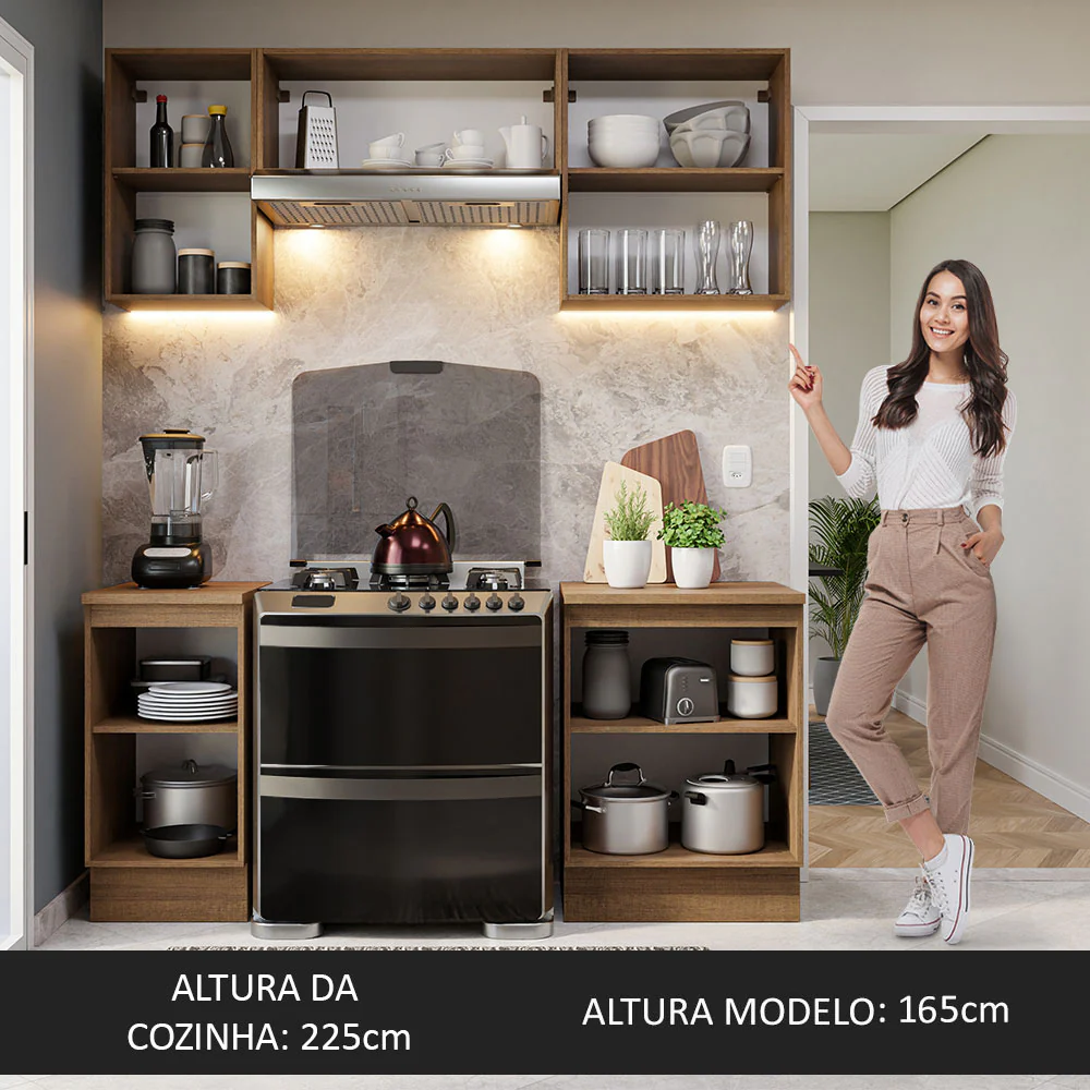 Armário de Cozinha Compacta 180cm Rustic Glamy Madesa 12 - Image 6