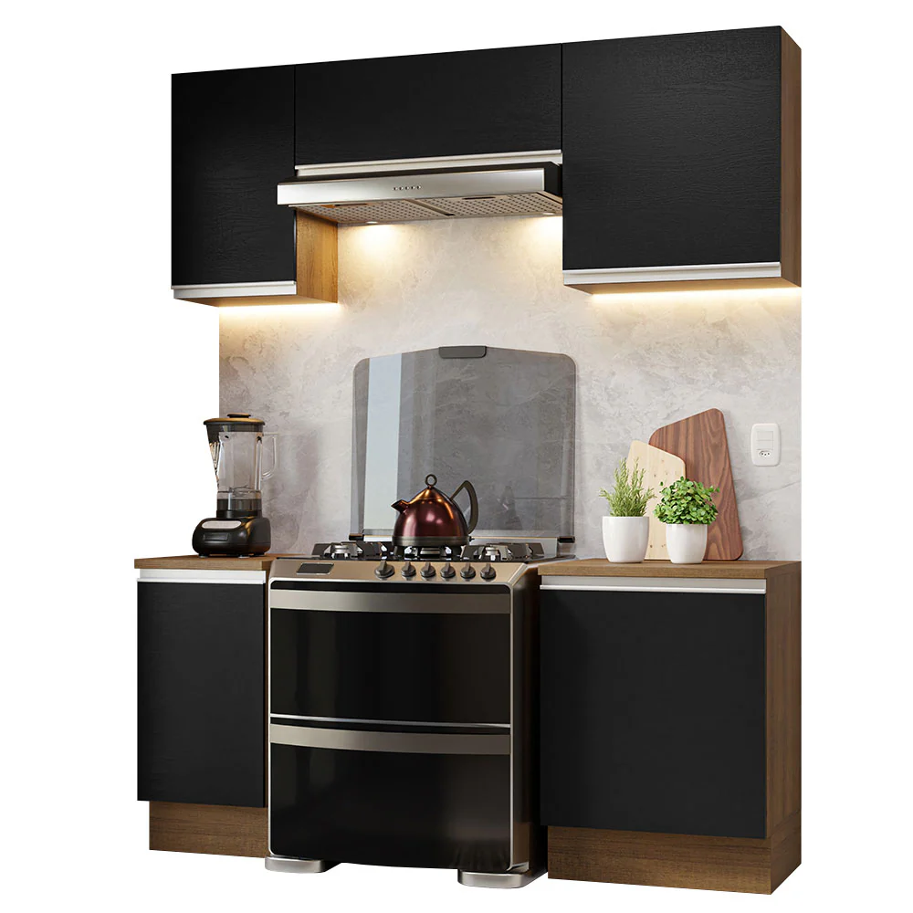 Armário de Cozinha Compacta 180cm Rustic/Preto Glamy Madesa 12 - Image 2