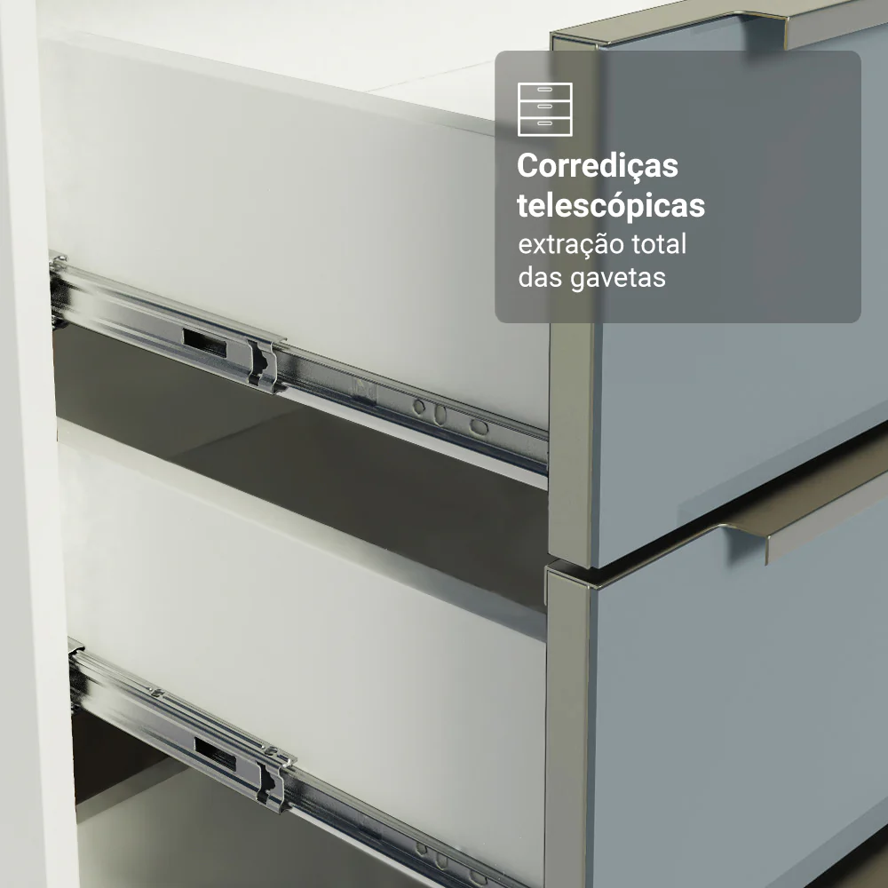 Armário de Cozinha Compacta 190 x 60 cm Branco/Cinza Lux Madesa 02 - Image 6