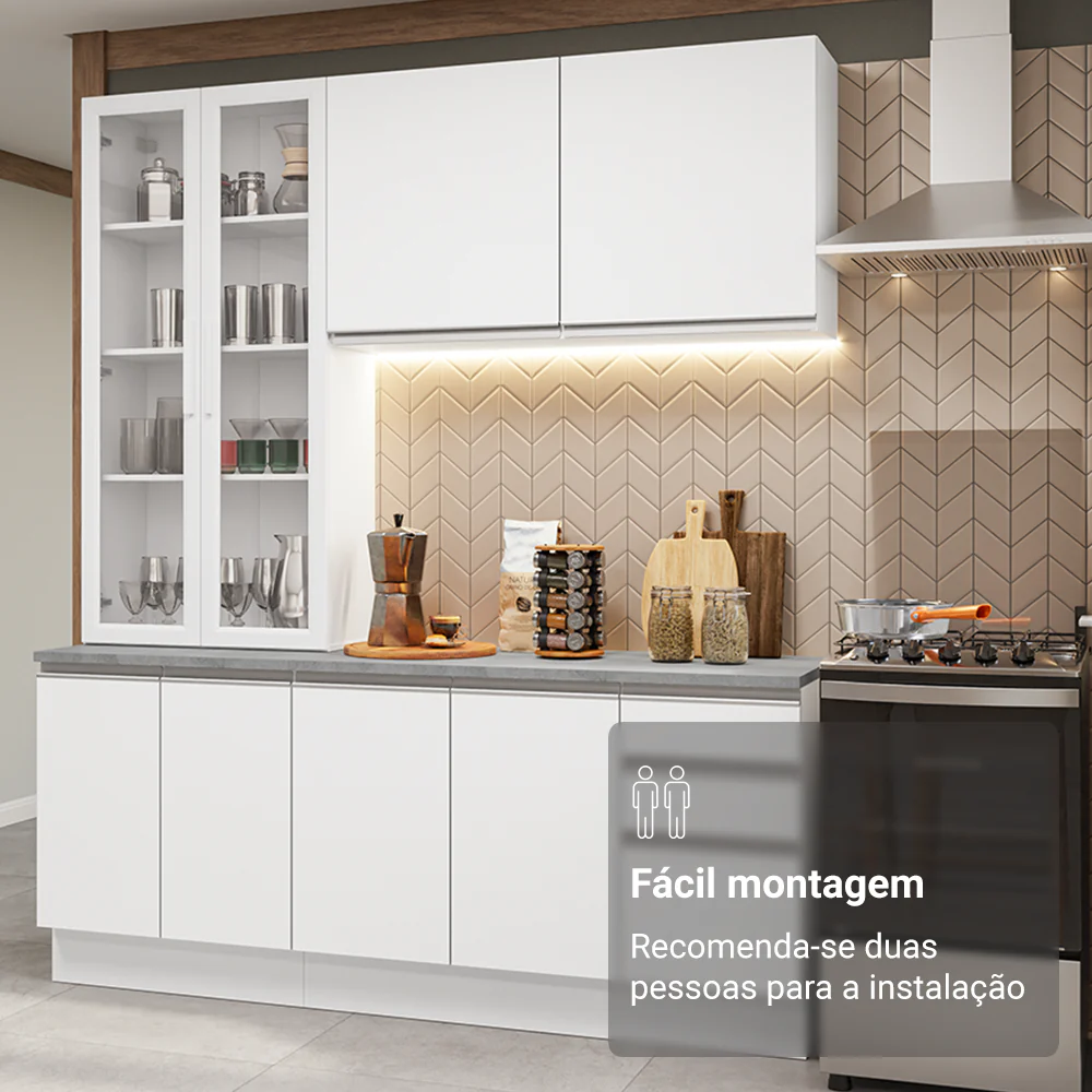 Armário de Cozinha Compacta 190cm Branco Glamy Madesa 05 - Image 9