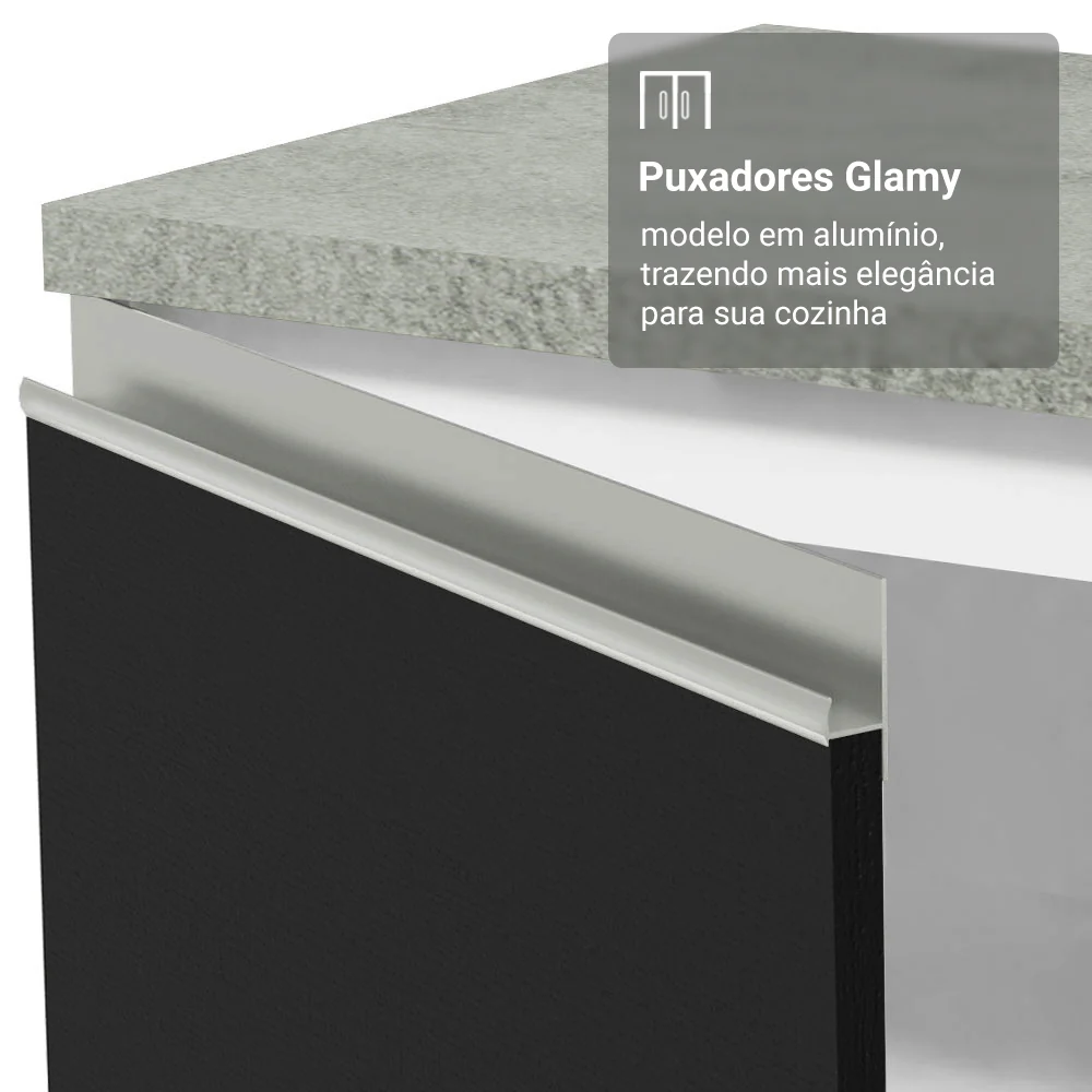 Armário de Cozinha Compacta 190cm Branco/Preto Glamy Madesa 05 - Image 6