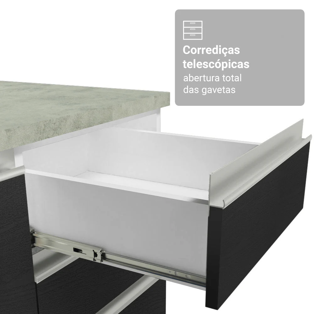 Armário de Cozinha Compacta 190cm Branco/Preto Glamy Madesa 05 - Image 7