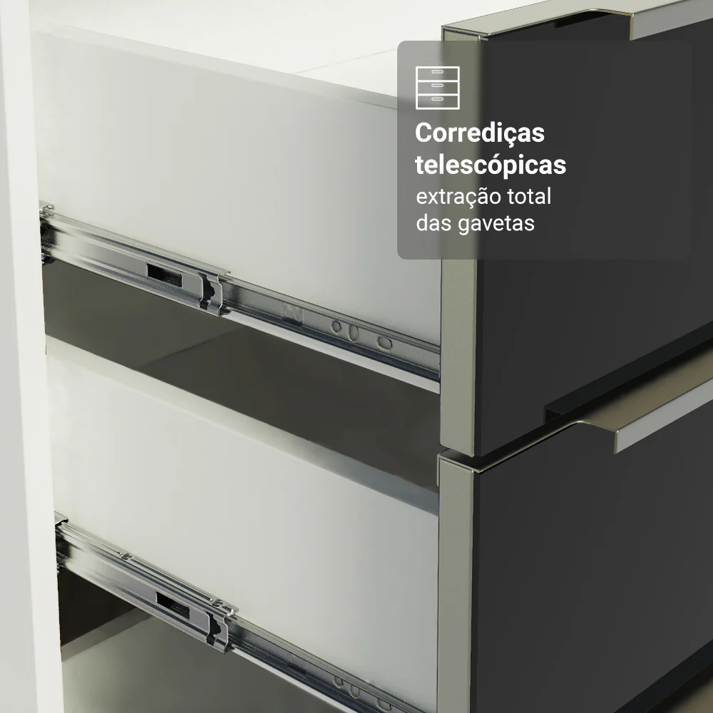 Armário de Cozinha Compacta 190 x 60 cm Branco/Preto Lux Madesa 02 - Image 6