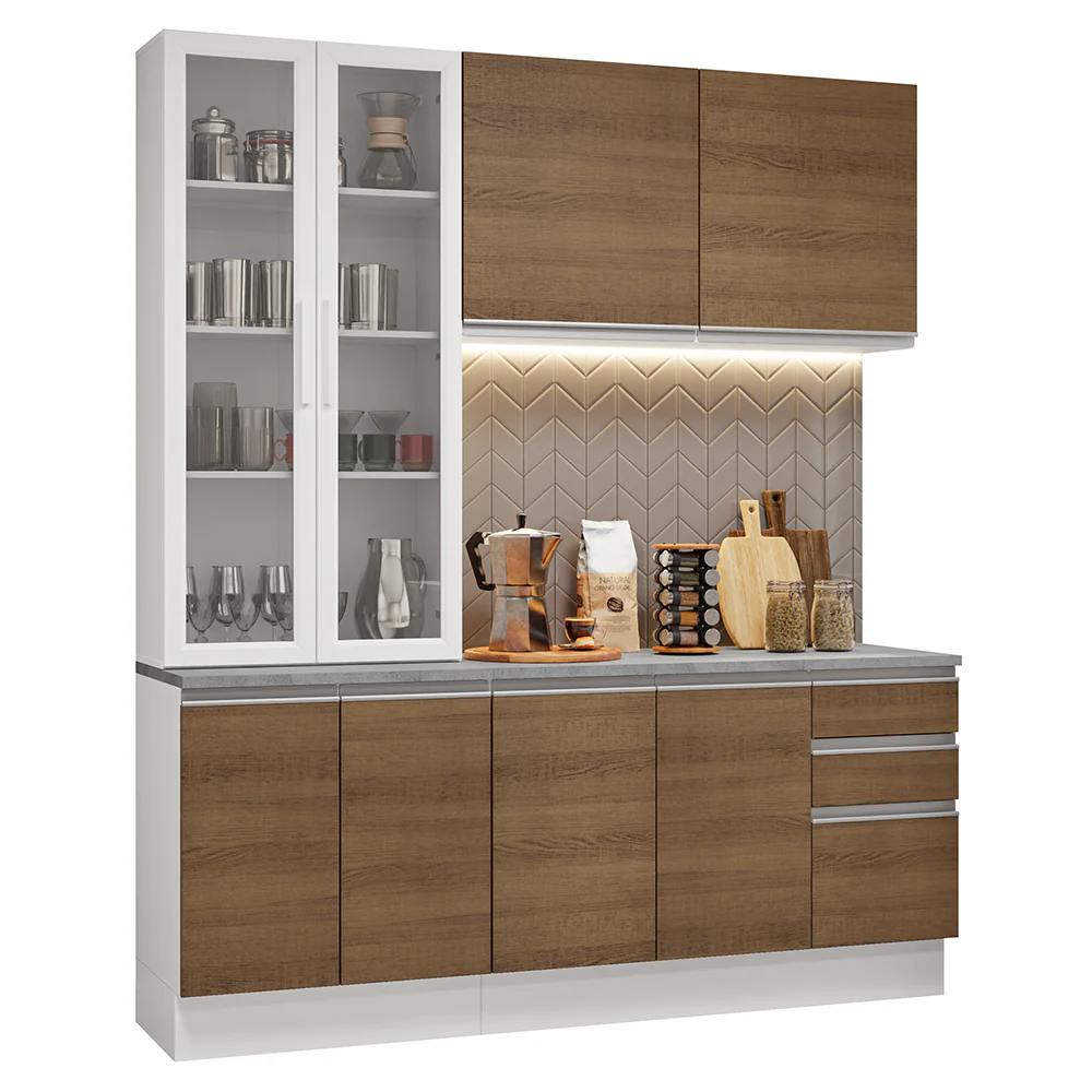 Armário de Cozinha Compacta 190cm Branco/Rustic Glamy Madesa 05 - Image 2